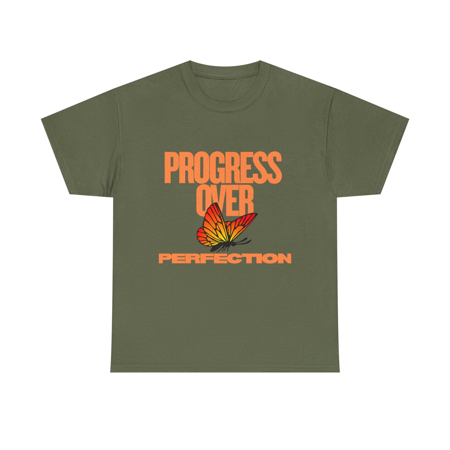 Progress Over Perfection Unisex Heavy Cotton Tee - Inspirational Tee, Motivational Shirt, Gift for Her, Casual Outfit, Summer Style