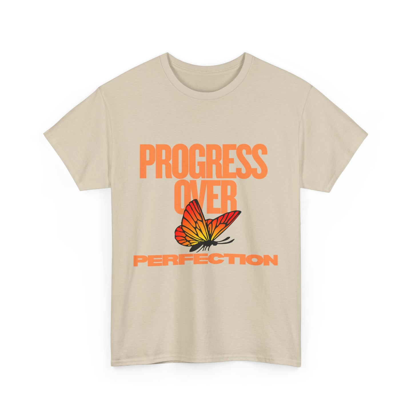 Progress Over Perfection Unisex Heavy Cotton Tee - Inspirational Tee, Motivational Shirt, Gift for Her, Casual Outfit, Summer Style
