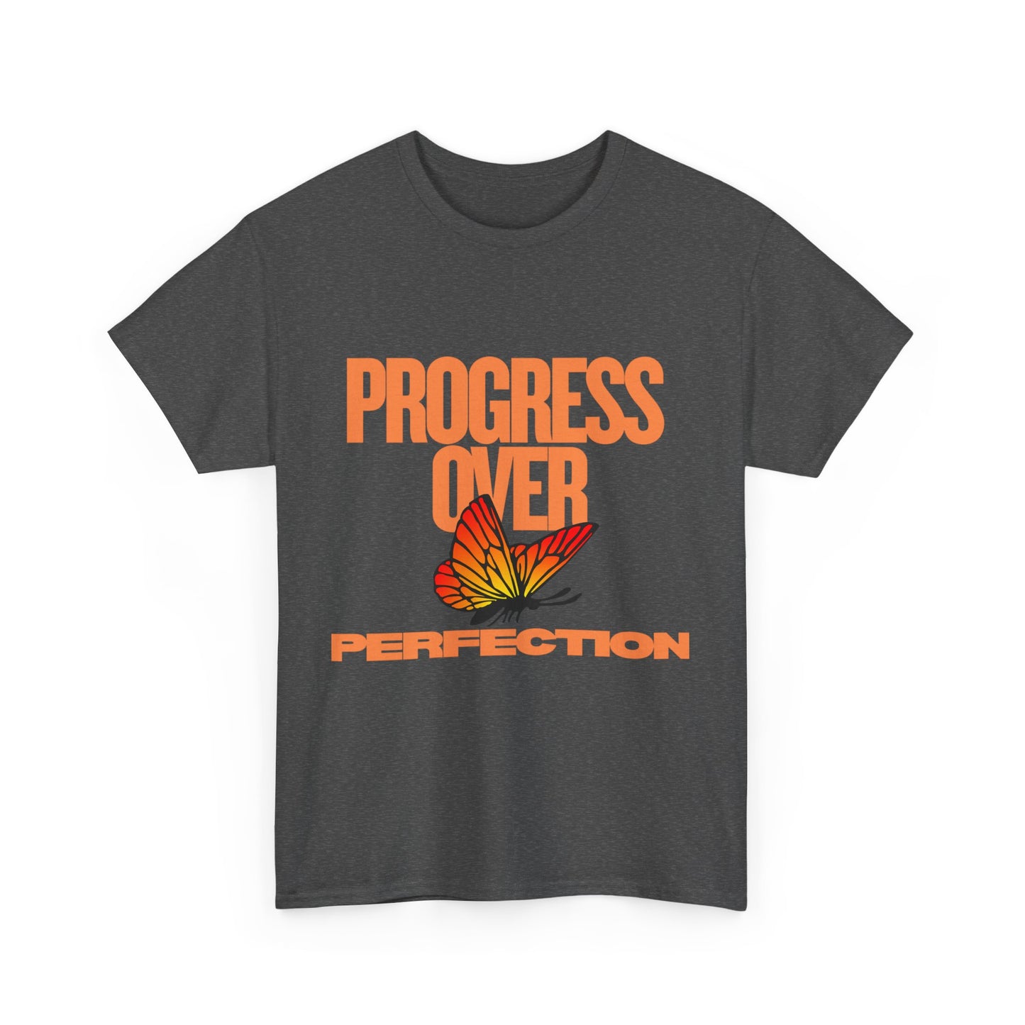 Progress Over Perfection Unisex Heavy Cotton Tee - Inspirational Tee, Motivational Shirt, Gift for Her, Casual Outfit, Summer Style