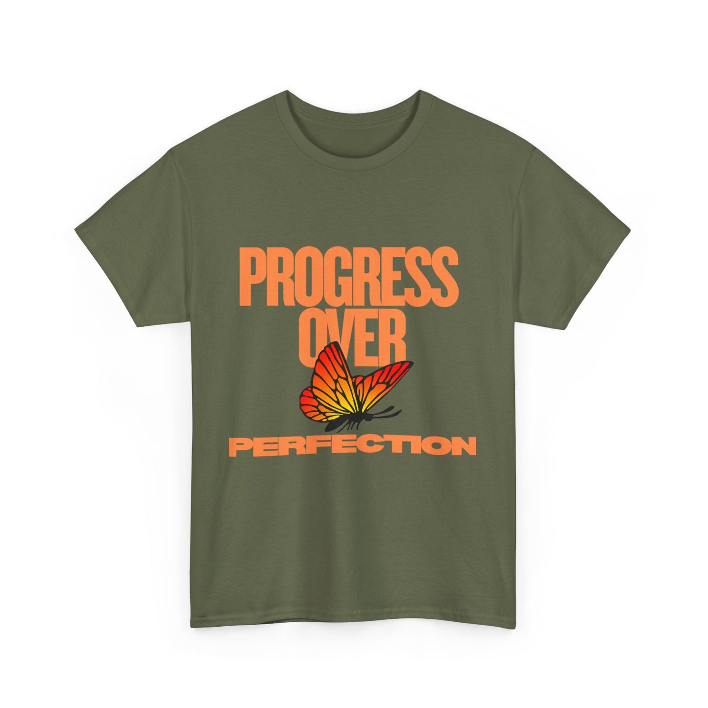 Progress Over Perfection Unisex Heavy Cotton Tee - Inspirational Tee, Motivational Shirt, Gift for Her, Casual Outfit, Summer Style