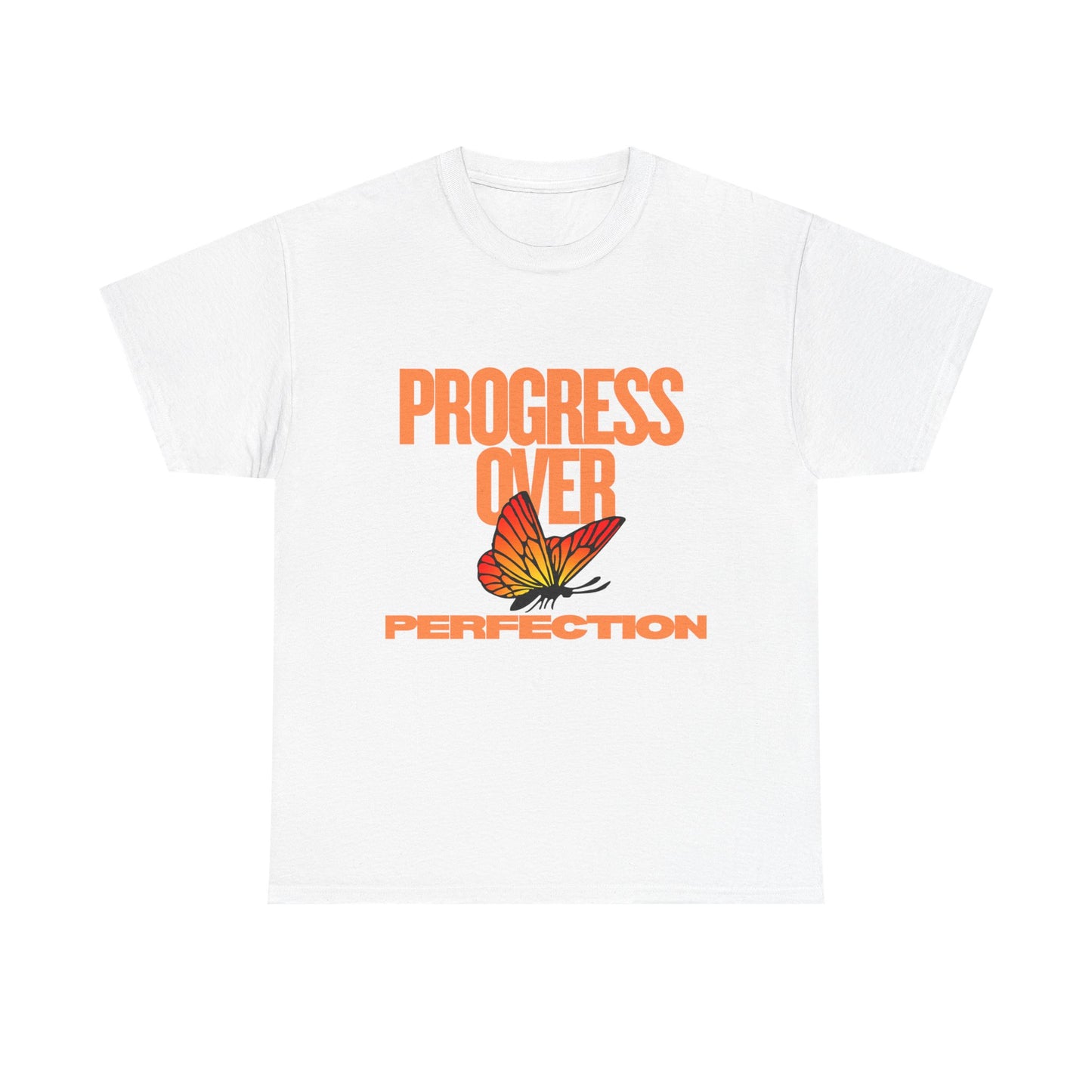 Progress Over Perfection Unisex Heavy Cotton Tee - Inspirational Tee, Motivational Shirt, Gift for Her, Casual Outfit, Summer Style