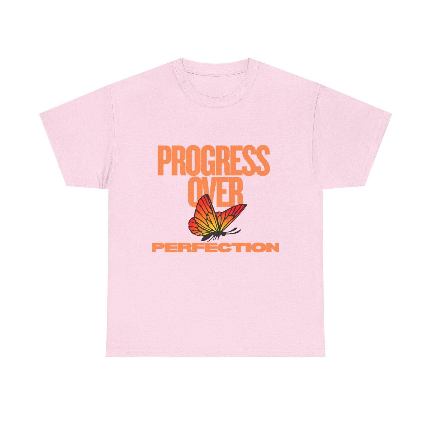 Progress Over Perfection Unisex Heavy Cotton Tee - Inspirational Tee, Motivational Shirt, Gift for Her, Casual Outfit, Summer Style
