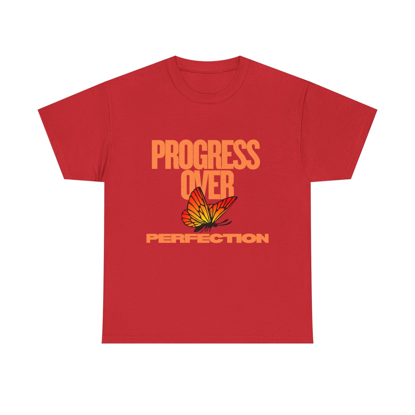 Progress Over Perfection Unisex Heavy Cotton Tee - Inspirational Tee, Motivational Shirt, Gift for Her, Casual Outfit, Summer Style