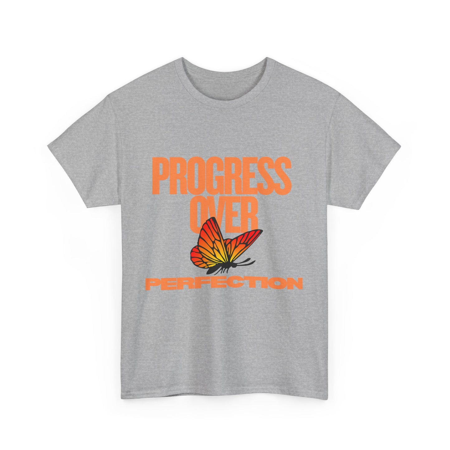 Progress Over Perfection Unisex Heavy Cotton Tee - Inspirational Tee, Motivational Shirt, Gift for Her, Casual Outfit, Summer Style
