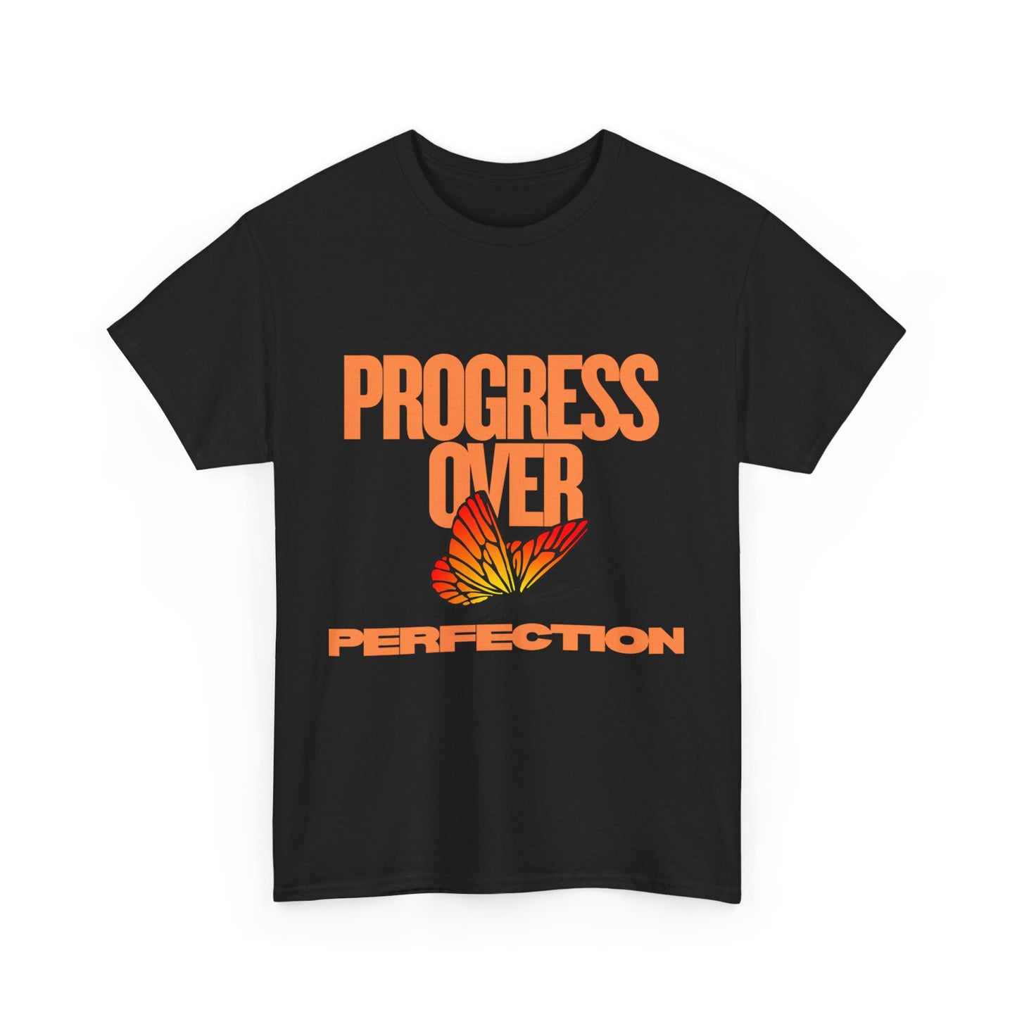 Progress Over Perfection Unisex Heavy Cotton Tee - Inspirational Tee, Motivational Shirt, Gift for Her, Casual Outfit, Summer Style