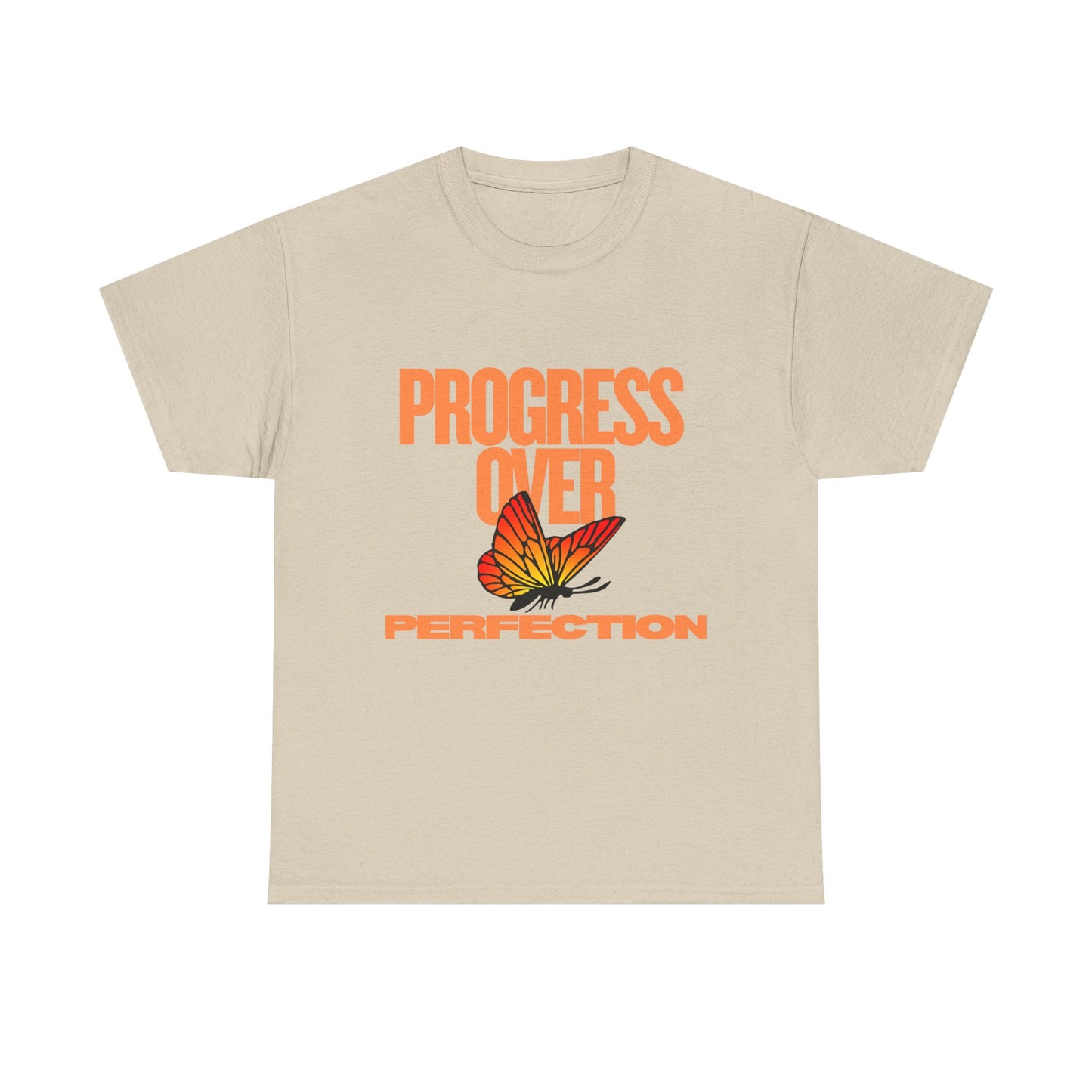 Progress Over Perfection Unisex Heavy Cotton Tee - Inspirational Tee, Motivational Shirt, Gift for Her, Casual Outfit, Summer Style