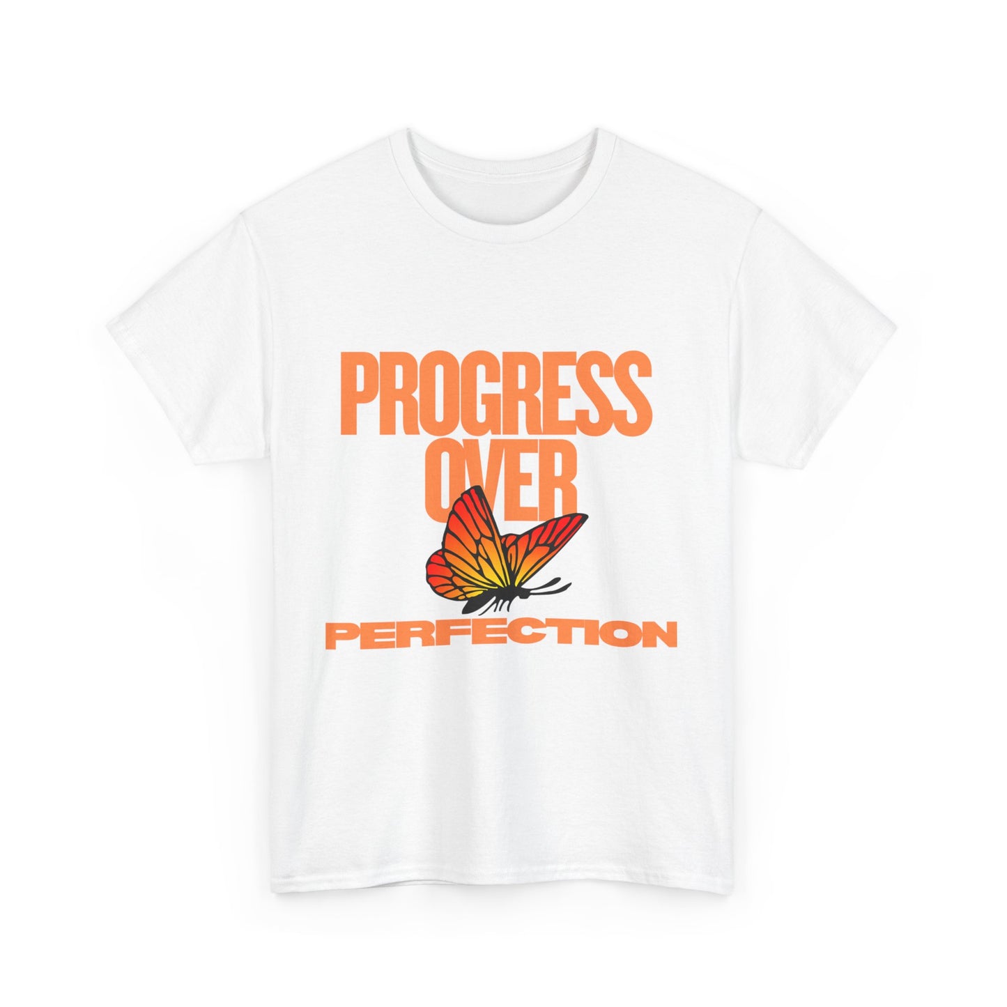 Progress Over Perfection Unisex Heavy Cotton Tee - Inspirational Tee, Motivational Shirt, Gift for Her, Casual Outfit, Summer Style