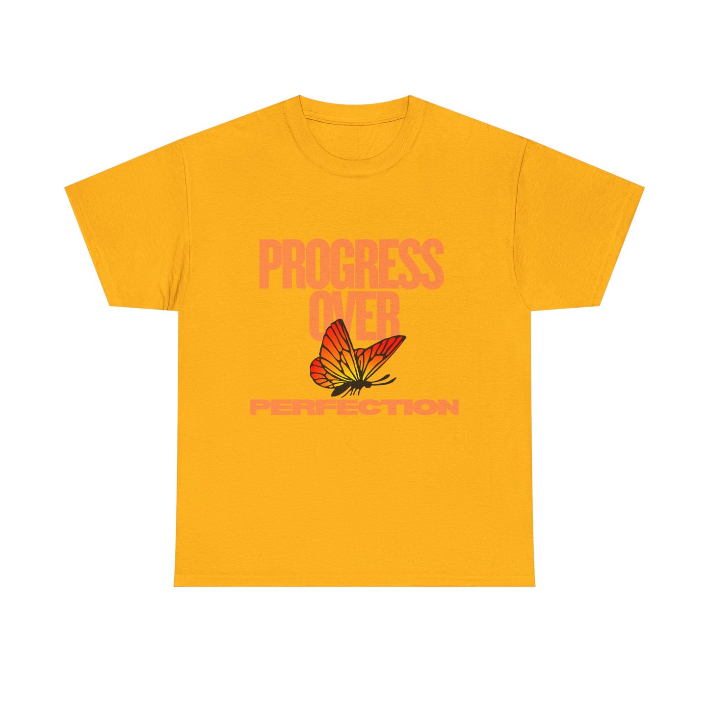Progress Over Perfection Unisex Heavy Cotton Tee - Inspirational Tee, Motivational Shirt, Gift for Her, Casual Outfit, Summer Style