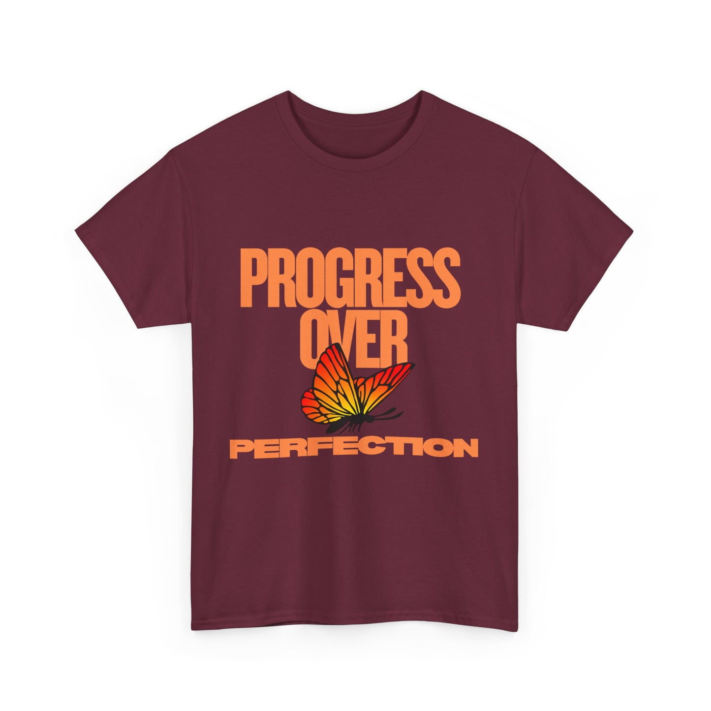 Progress Over Perfection Unisex Heavy Cotton Tee - Inspirational Tee, Motivational Shirt, Gift for Her, Casual Outfit, Summer Style